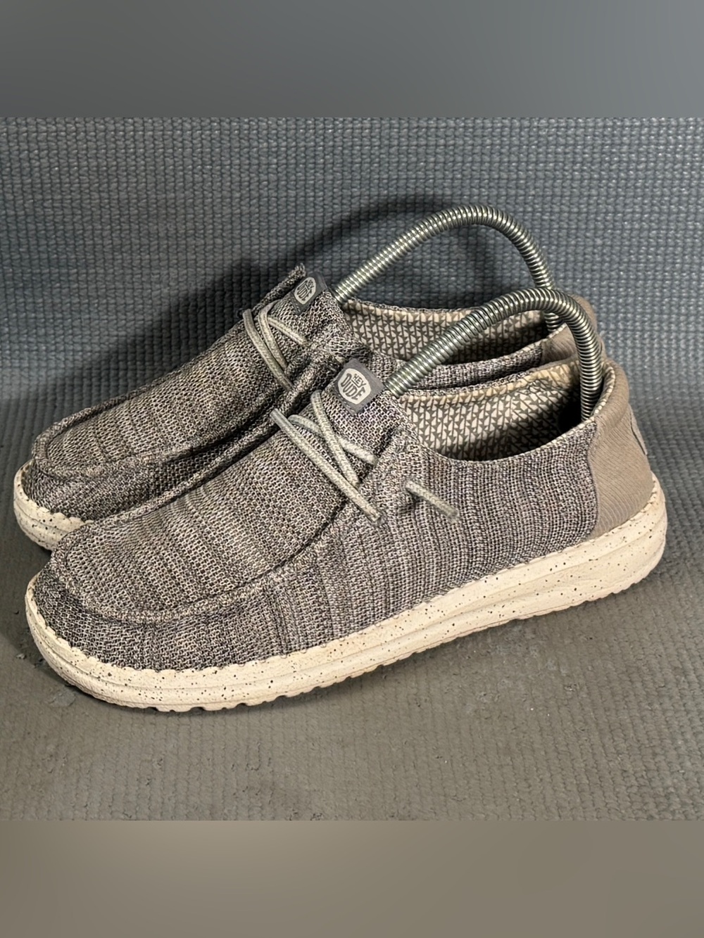 Hey Dude Women’s Wendy Stretch Sox Light Gray Slip On Shoes Size 8